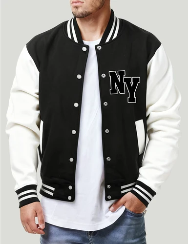 Imagen 2 del producto Chaqueta con estampado de sueños en Nueva York, Jersey de béisbol de Hip Hop a la moda para hombre, abrigo de lana holgado suave, Top básico callejero Unisex
