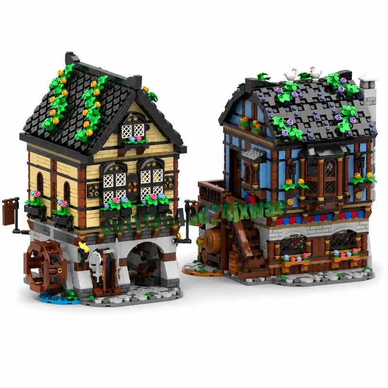 4542PCS Medieval Market Village Modular MOC Creative Street View Model Custom Puzzle Architecture DIY Assembly Toy Popular Gifts