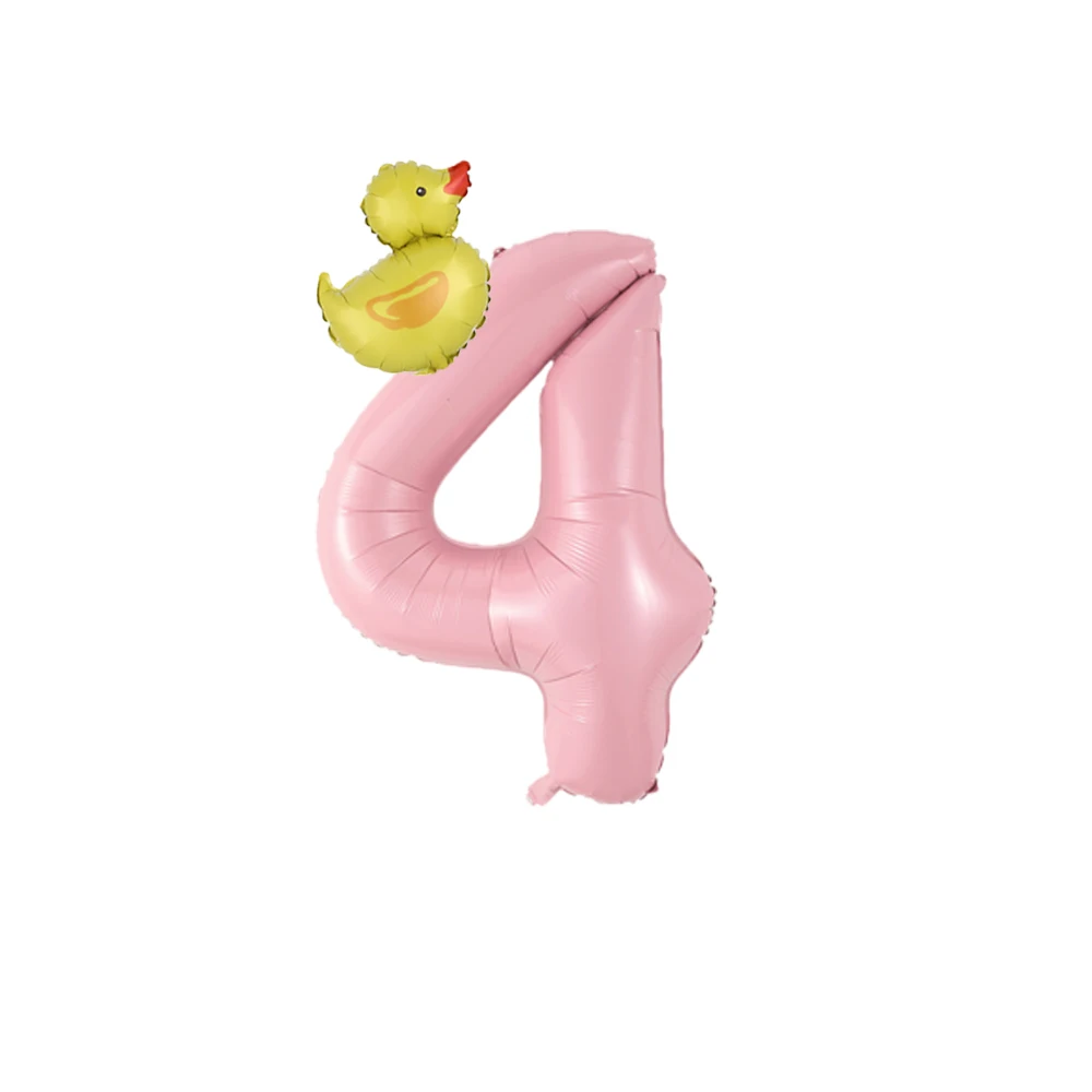 2 Stück kleine gelbe Ente Folienballons 40 Zoll rosa 0-9 Zahlenballons Junge Mädchen Geburtstag Party Dekorationen Babyparty Zubehör – Detail 4