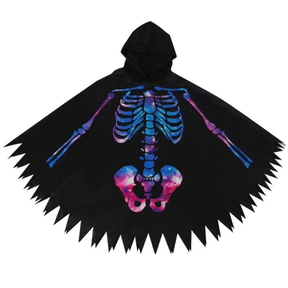 Fashion Cloth Skeleton Cape Ghost Goth Halloween Props Cosplay Costume Make Up Skull Bones Cloak Club