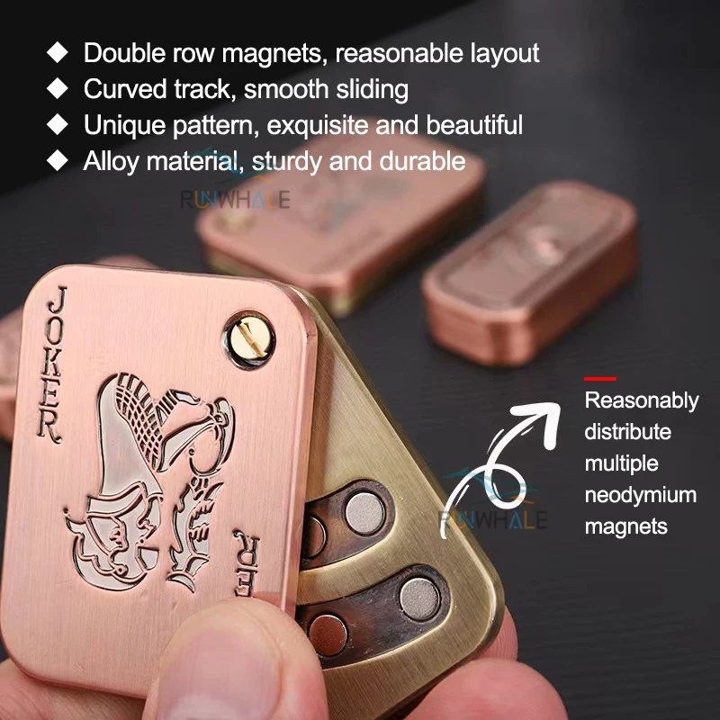 EDC Push Slider Metal Fidget Anti Stress Toys Adults Finger Spinner Poker Relieve Anxiety Toy Portable Pop Magnetic Slider Games