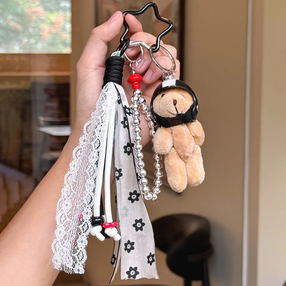 Cartoon PU Leather Gourmet Donut Keychain Flower Little Elephant Basketball Football Pendant Keyring Car Bag Charms Keyfob Gift