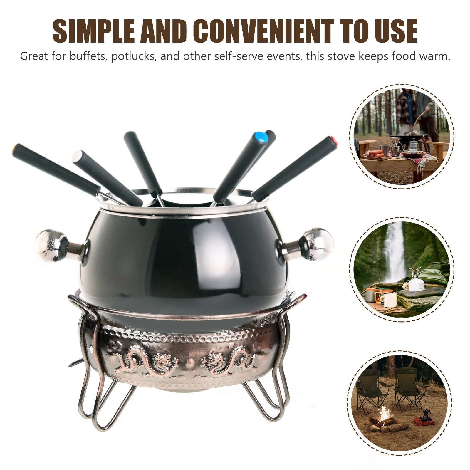 

Bronze Alcohol Stove Iron Portable Camping Cookware Windproof Small Stove For Picnic Buffet Hot Pot Outdoor