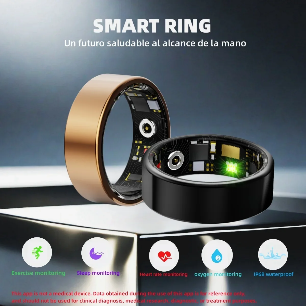 

New Sports Smart Ring Heart Rate Sleep Monitoring IP68 5ATM Waterproof Blood Oxygen Monitor Health Man Rings Women's rings Men