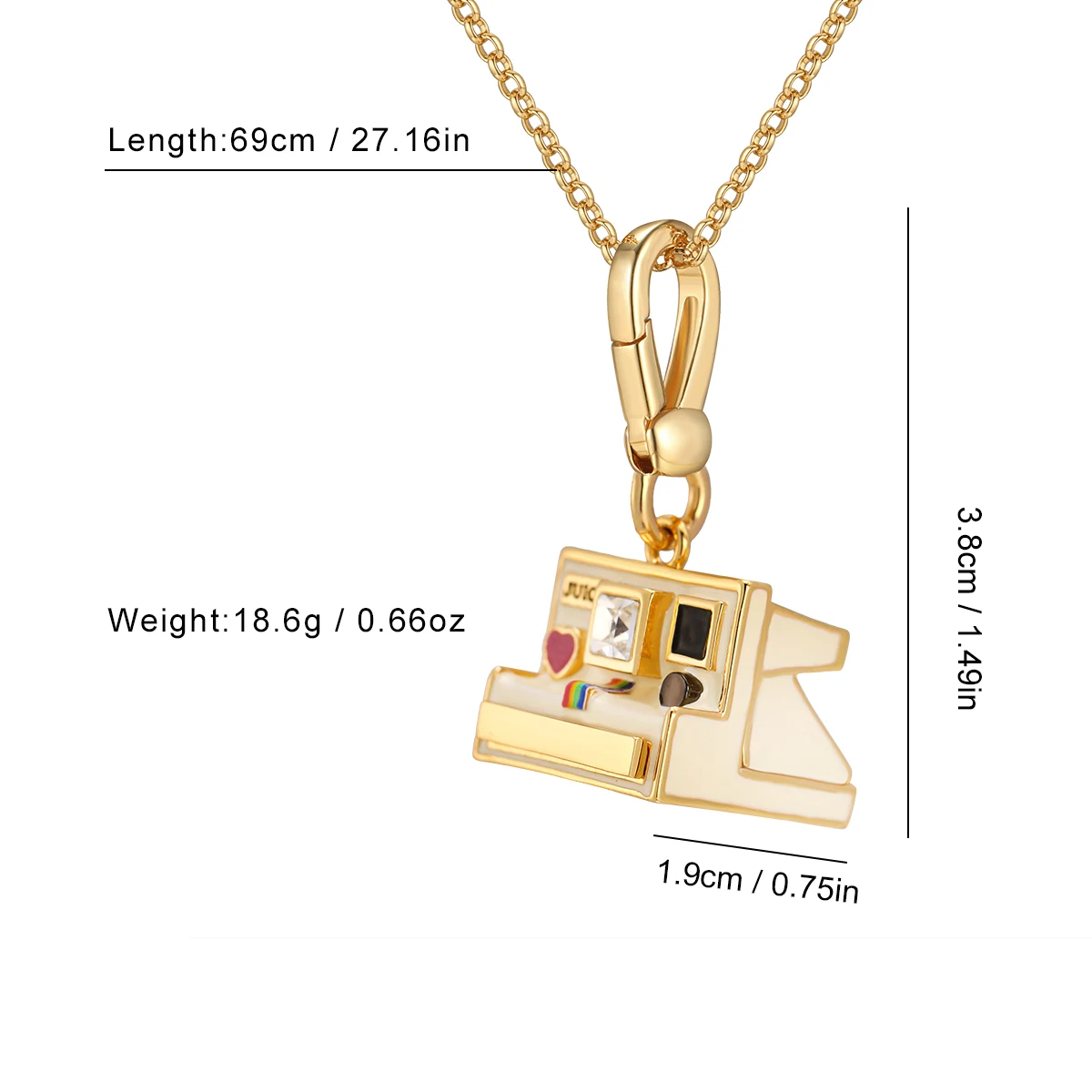 1Pc Exquisite Enamel Glaze Camera Pendant Necklace,Girls Creative Fashionable Sweater Decor Accessories,Christmas Jewelry Gift