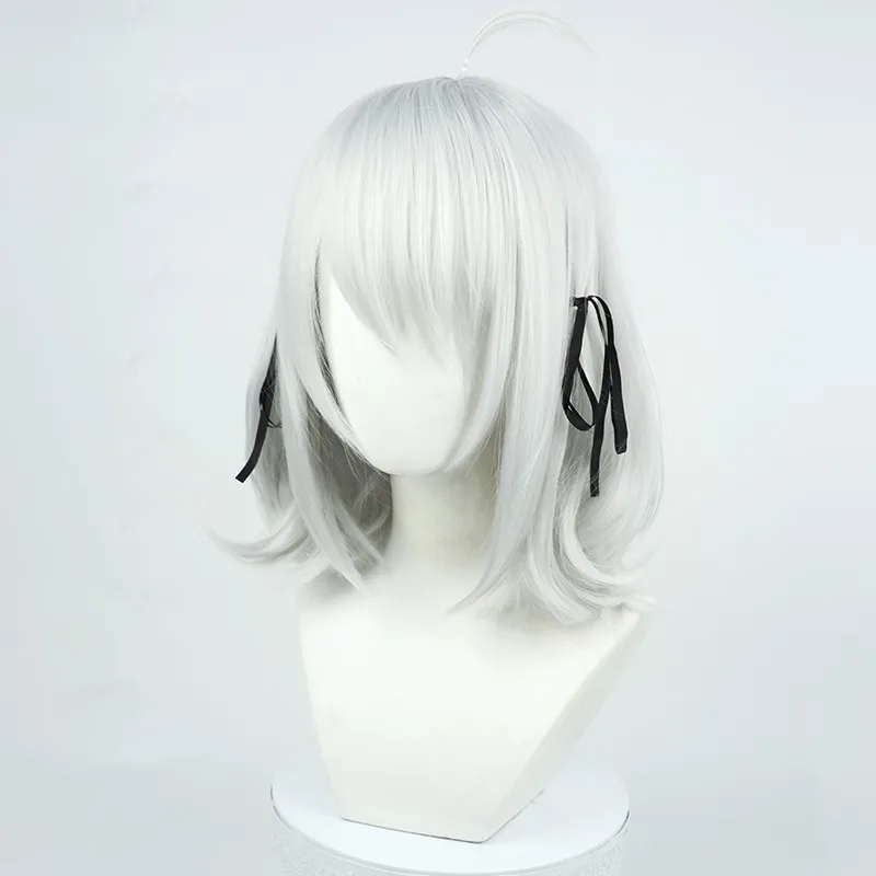 Spy Classroomn Cos Lily pelucas de Cosplay Anime plateado blanco corto rizado pelo sintético resistente al calor hombre pelucas para fiesta de Halloween
