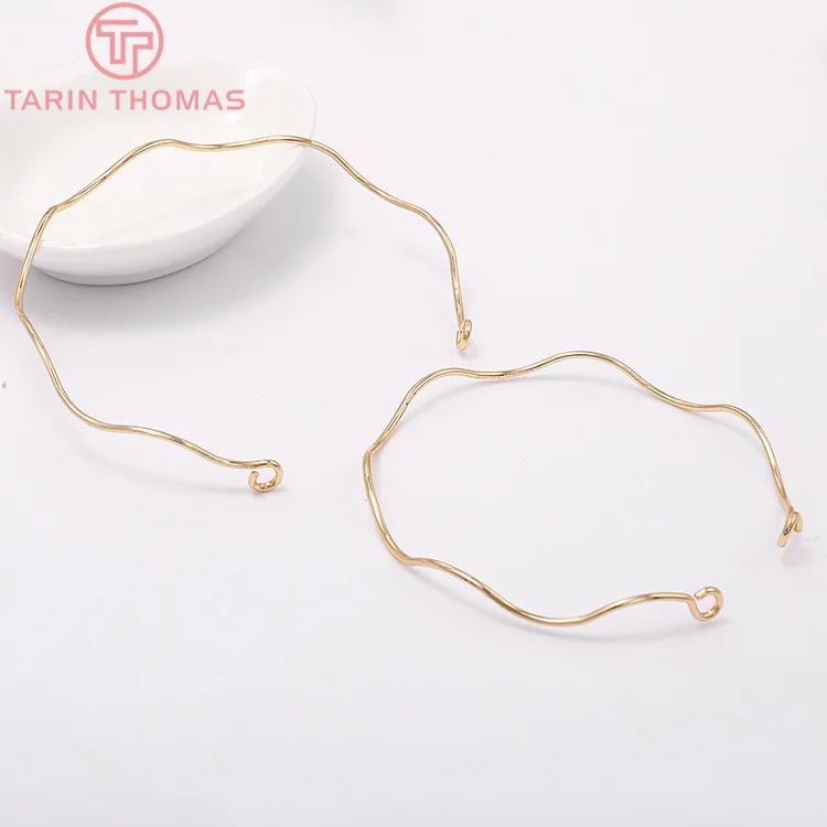 (3398)4PCS 65MM 24K Gold Color Brass High Bracelet Quality Jewelry Making Supplies Diy Findings Accessories