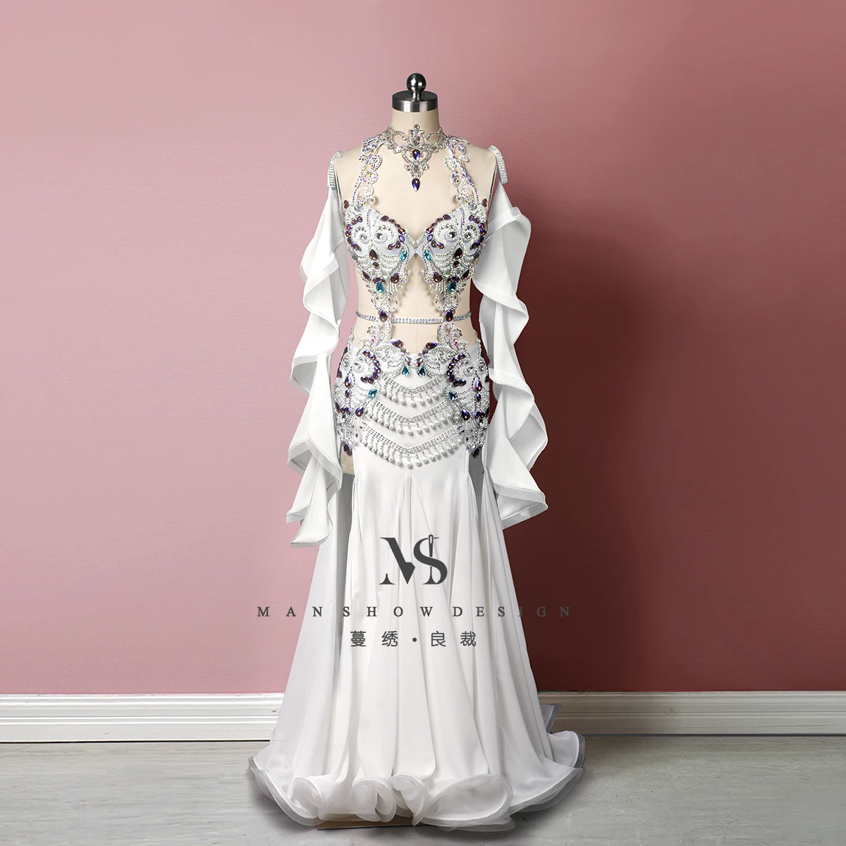 

Костюм для танца живота по индивидуальному заказу, новое сказочное белое платье, современное длинное платье «рыбий хвост», сексуальное свадебное платье