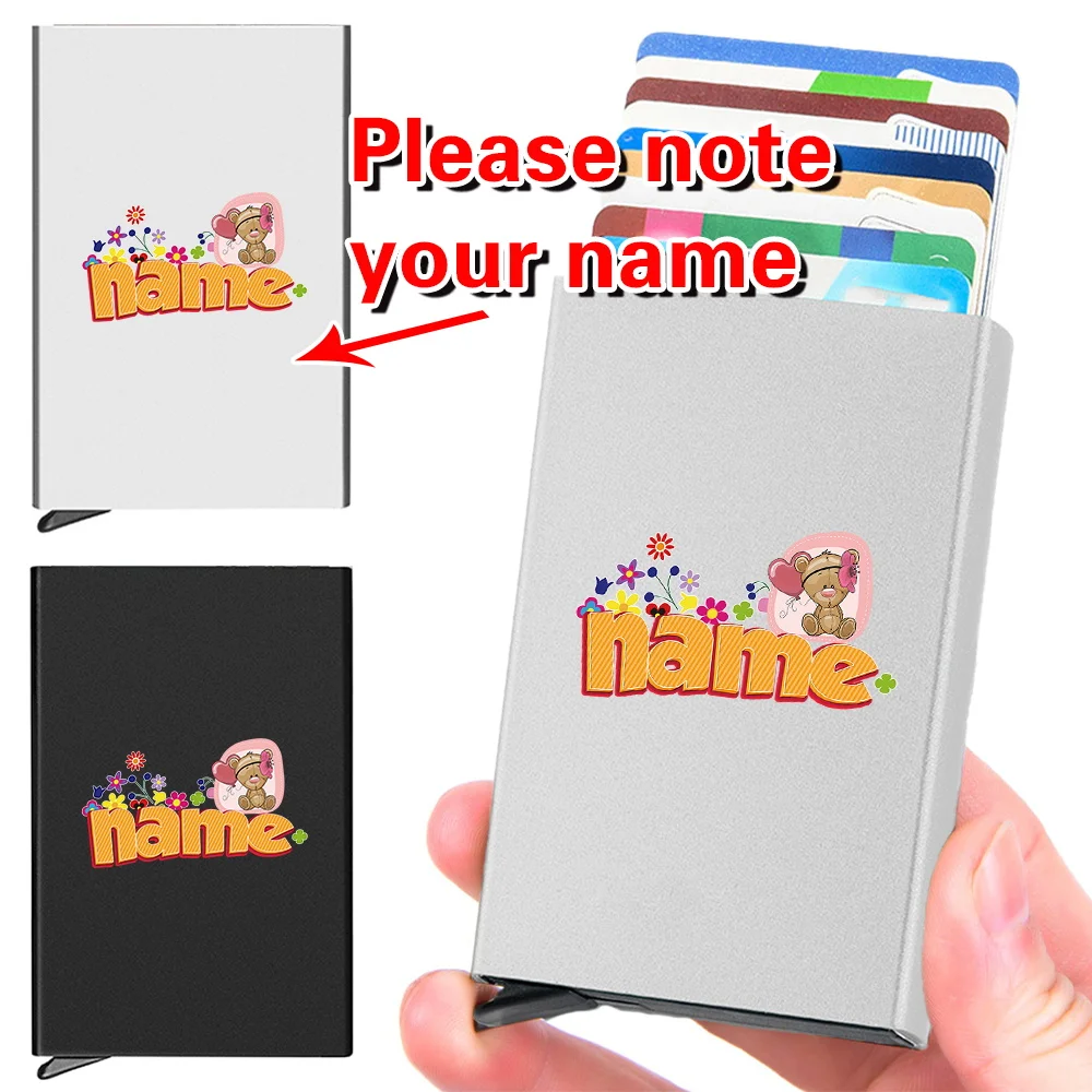 Personalisierte personalisierte Namens-Pop-Up-Kartenbox, Ausweis, Kreditkartenhülle, Metall-Visitenkarten-Aufbewahrungsboxen, individuelle Produkte