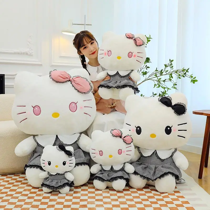 Sanrio dunkle kt Katze Plüsch tier Katie Katze Puppe gefüllt Anime Puppe Cartoon niedlichen kleinen Katze Puppe Puppe Kinder Geschenk Kinder Spielzeug