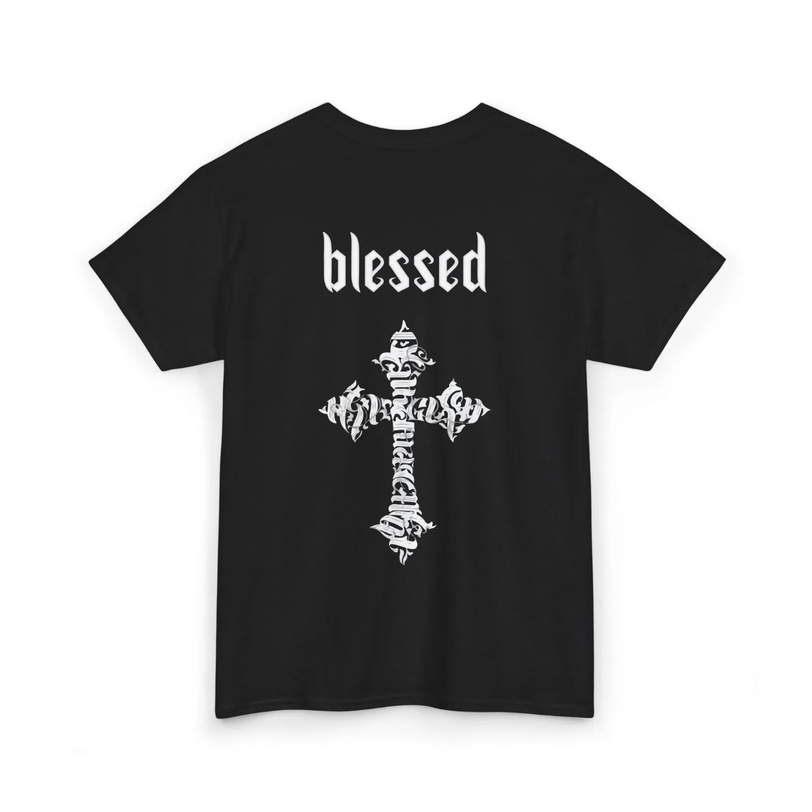 

Christian Cross Printed Unisex T-shirt, Gothic Shirt, Cross Design Black Tshirt