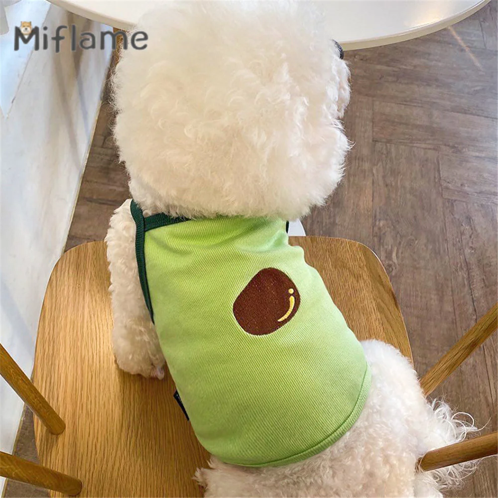 

Miflame Fashionable Comfortable Pet Clothing Butter Fruit Dog Cat Green Suspender Teddy Bichon Summer Clothes Thin Puppy Vest