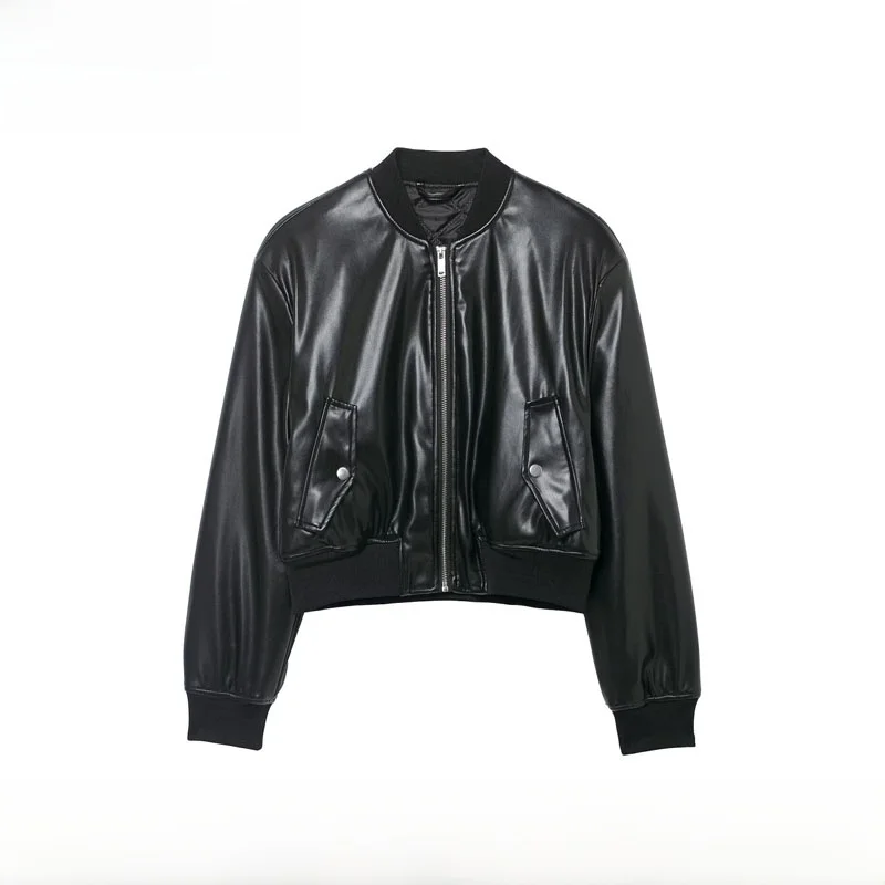 Early Autumn New Women's Fashionable Loose Motorcycle Style Pilot Jacket Polyester Fiber Short Coat Versatile All-Match