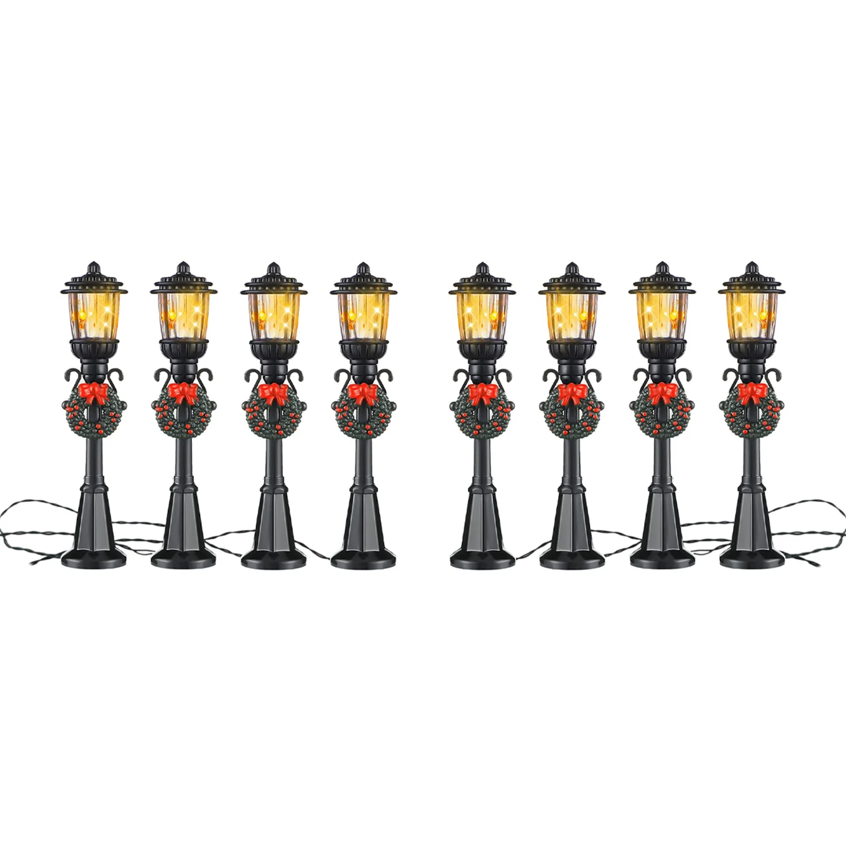 

A04F-8 Pcs Mini Christmas Lamp Post Train Lamp Miniature Street Lamp Decorative Lights For DIY Dollhouse Village Pathway
