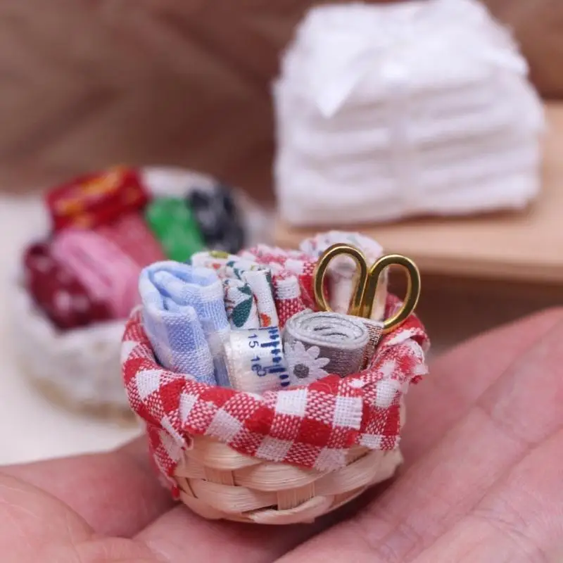 Tưởng Tượng Bộ May Cho Ngôi Nhà Búp Bê Trang Trí Cảnh Bao Gồm Thu Nhỏ Giỏ Vải Thước Dành Cho Trẻ Giả Vờ Chơi Trò Chơi A2UB