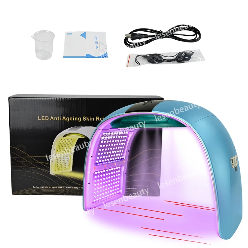 NEW Foldable LED Mask 7 Colors PDT Cold Nano Water Supplement Spray Spectrometer Beauty Tools Facial Mask Machine Salon Home Use