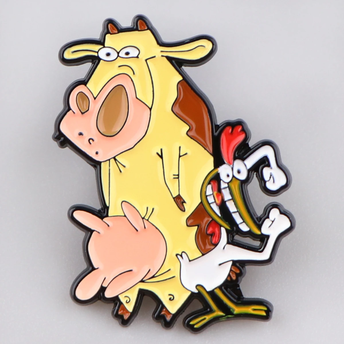 Cartoon Chicken and Cow Enamel Pin Brooch for Women Lapel Pins Badges on Backpack Funny Animal Jewelry Clothing Accessories