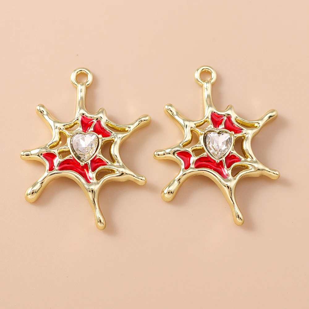 Leslie 5 Stück Retro Gothic Spinnennetz Herz Kreuz Charms für Schmuckherstellung Metall Steampunk Herz Anhänger DIY Ohrringe Halsketten – Detail 6