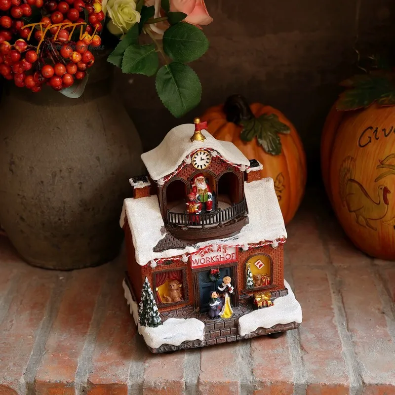Christmas Gift Lantern Music Christmas House Resin Creative Ornament Scene Decoration