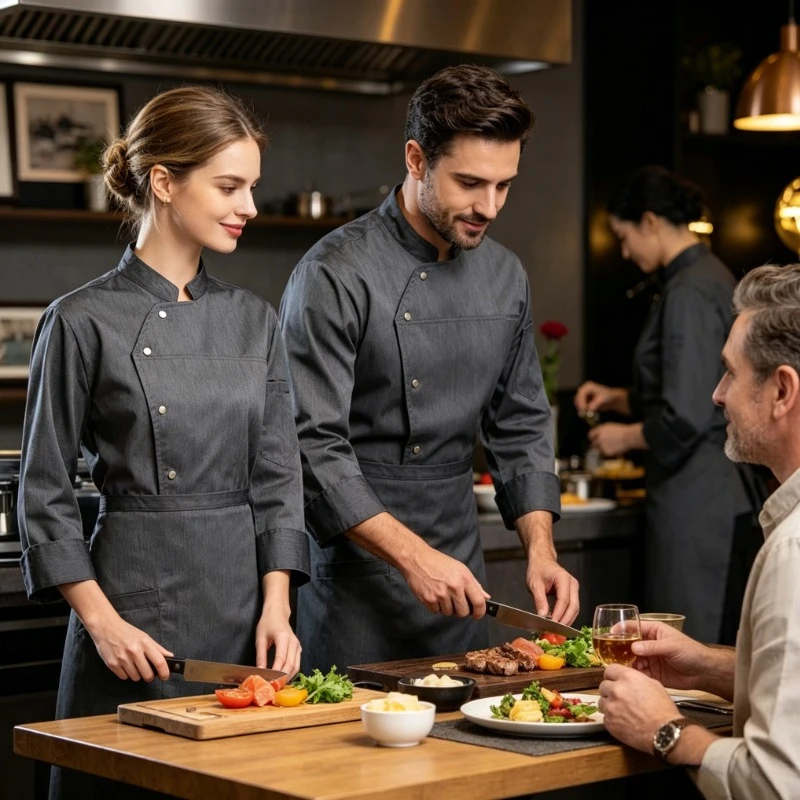 French Chef Uniform, Work Uniform, Unisex Hotel, Restaurant, Kitchen, Chef, and Other Multi Scene Adaptation Workwear Uniforms
