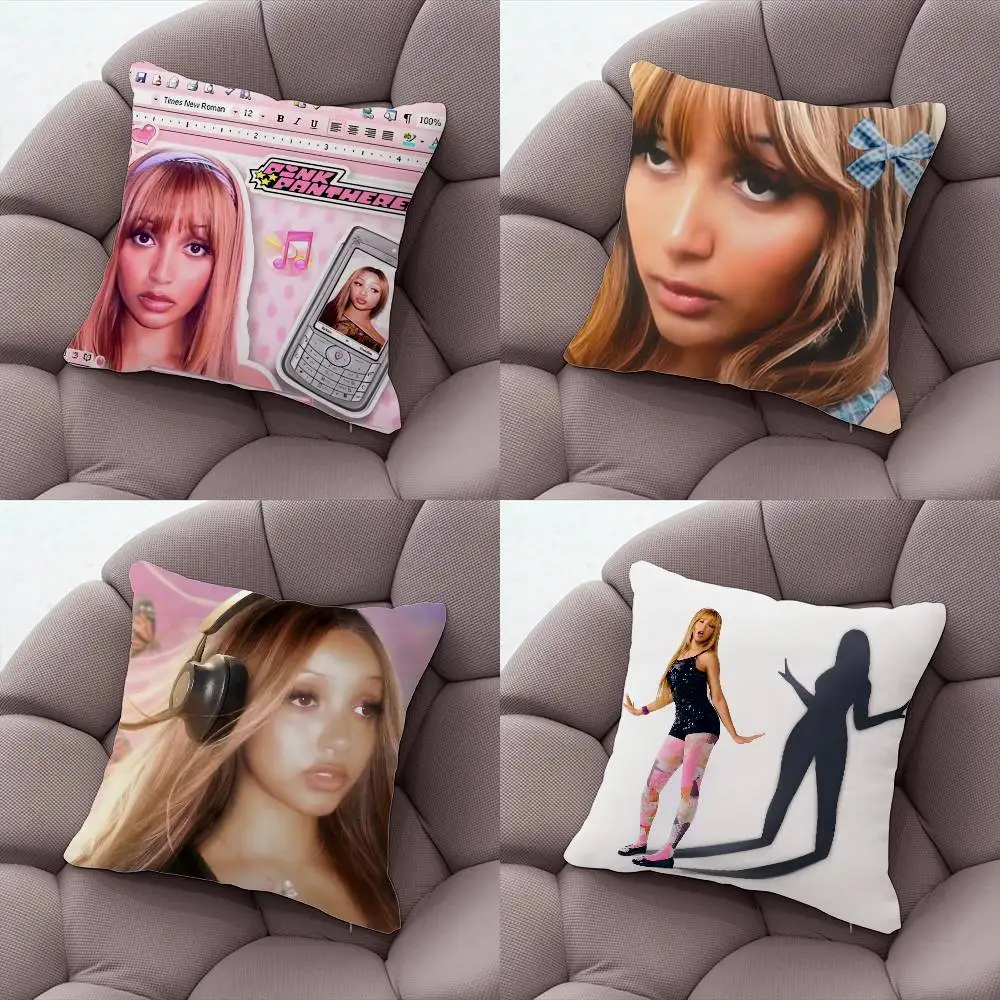 

P-Pinkpantheress Fancy Some More Pillow Case Silky Short Plush With Invisible Zipper Dustproof Sofa Cushion Cover For Home Decor