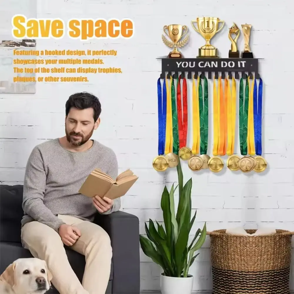 New Wall Mount Medal Display Stand Metal Large Capacity Medal Storage Rack Award Holder for Racing Sports Karate