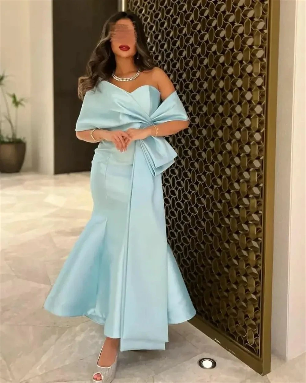 

Fashion Sizes Available Poretrait Mermaid Celebrity Dresses Bowknot Satin Evening dresses vestido feminino festa luxo