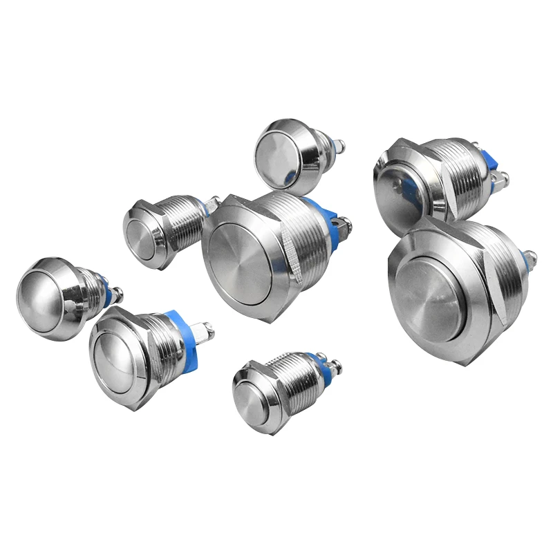 1pcs12mm 16mm 19mm 22mm Panel Hole Metal Push Button Switch Power Flat/High/Ball Head Momentary/Locking Screw Pin NO/NC