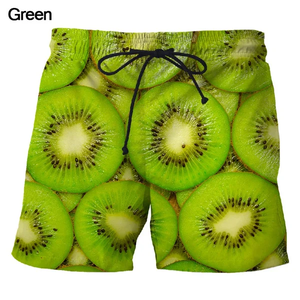 Pantaloncini da spiaggia da uomo divertenti pantaloni corti 3D pantaloncini da spiaggia con stampa di frutta pantaloncini Streetwear Rock