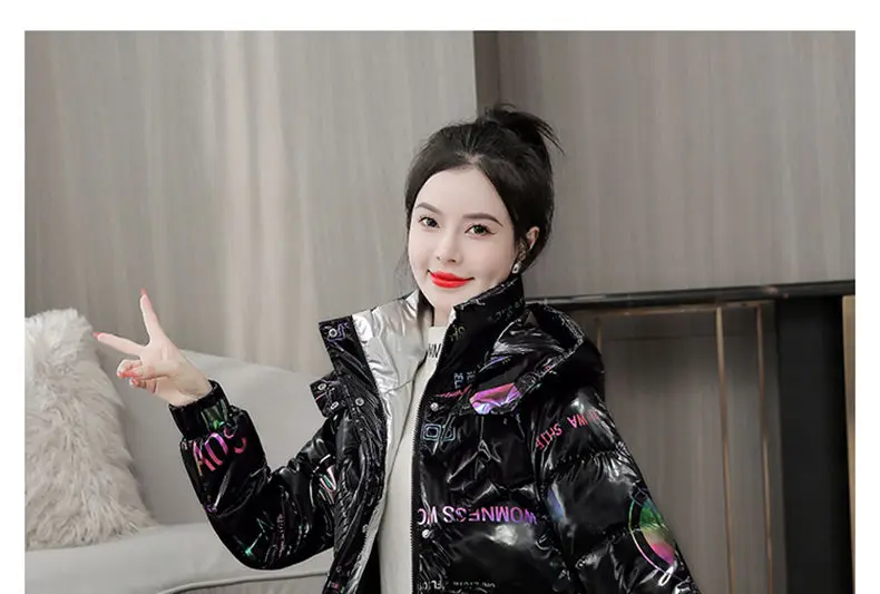 2026 Winter New Gloss Cotton Jacket Women's Medium to Long Korean Loose Coat Lady Thick Hooded Coats Female Warm Parker Overcoat