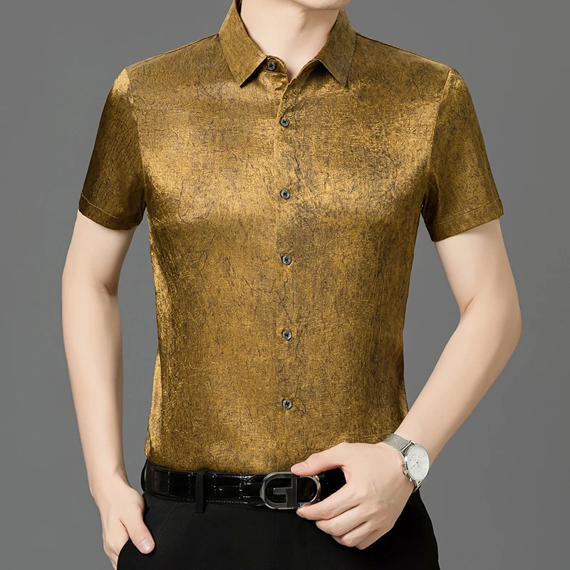 Neue Ankunft Männer Seide Klei – Mens Satin Silk Dress Shirt Bewertung und Preis