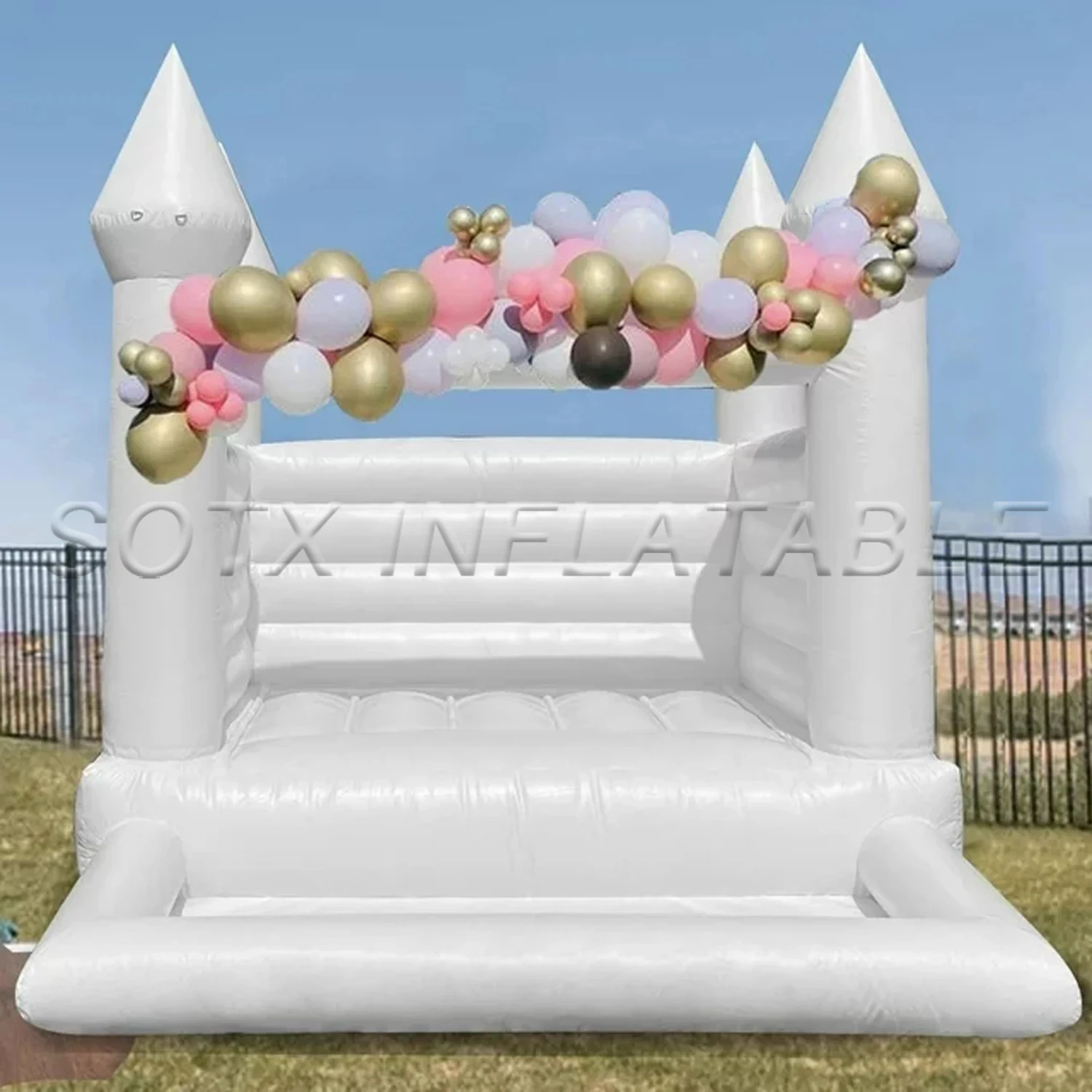 Kids And Tollders Commercial White Wedding Bounce House Inflatable Combo Bouncy Castle With All Pvc For Indoor Outdoor