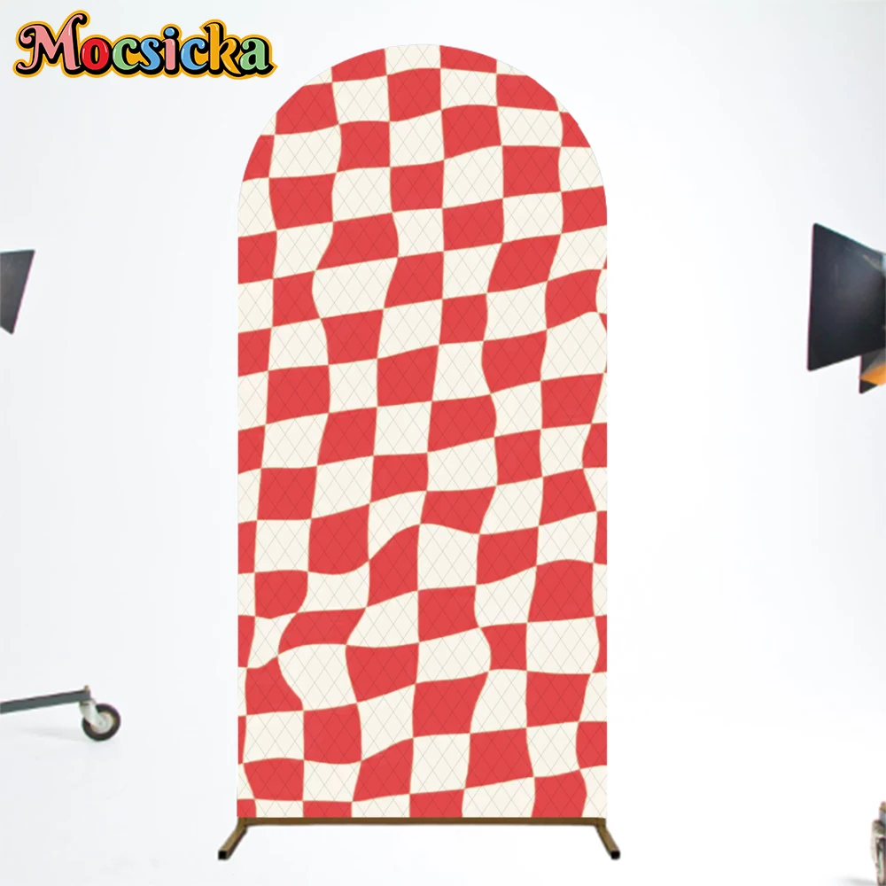 Mocsicka 誕生日アーチ背景カバー両面大人の結婚式の写真アーチ型背景色黒黄色紫緑装飾