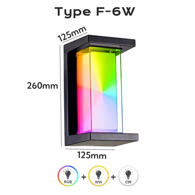 khelse RGBCW Tuya LED Outdoor Wall Light Black 4