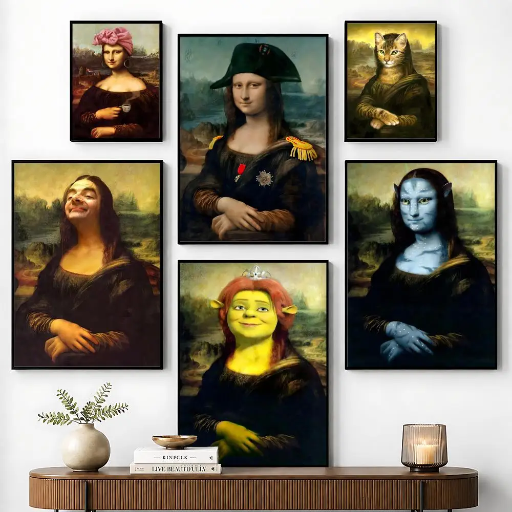 Hasbulla Mona Lisa Smile funny abstract Poster Perfect Sticker Self Adhesive for Office Home Theater Wall Art Decor Fancy Gift