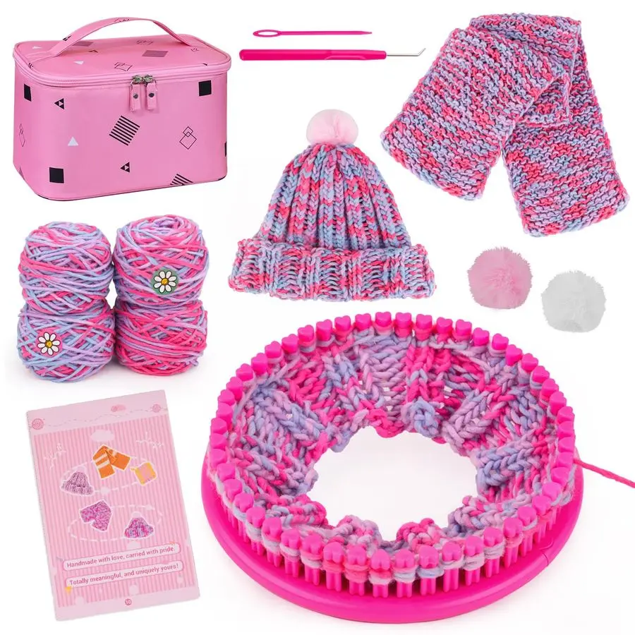 

Knitting Loom Craft Kit for Kids amp Beginners Create Hat amp Scraf with Yarn, Hook Needle, Ideal Birthday Christmas Gifts for T