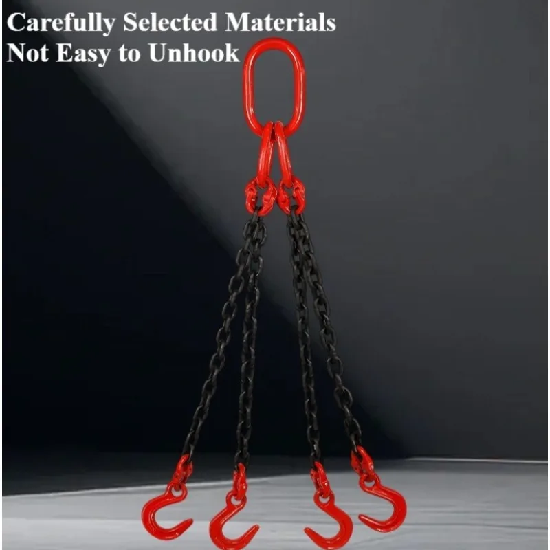 Manganese Steel Lifting Chain Sling Single Leg Double Hook Four Hook Complete Lifting Set Heavy Duty Chain Hoist Tackle With