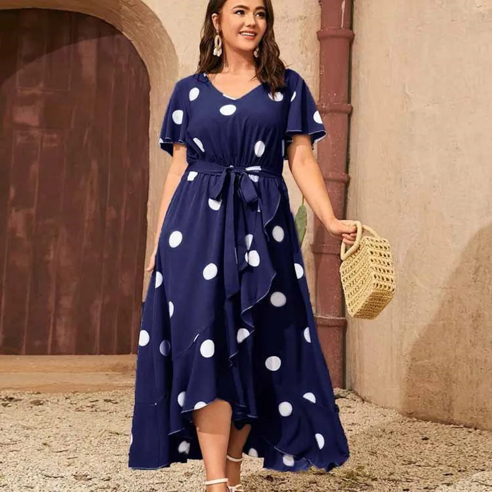 Plus size Dot Print Summer Dresses For Women Wholesale China