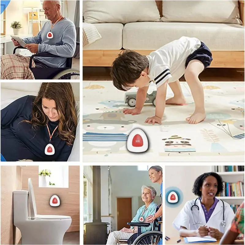 【FAST-SALE】Krankenschwester-Alarmsystem, kabelloser Pfleger-Pager, IP55, wasserdicht, SOS-Ruftaste für ältere Patienten, für Zuhause, EU-Stecker