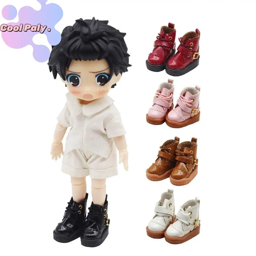 Cute High-top OB11 Doll Shoes PU Leather Mini 1/12 Bjd Doll Leather Shoes GSC Casual 1/12 Bjd Doll Boots Kids Gifts