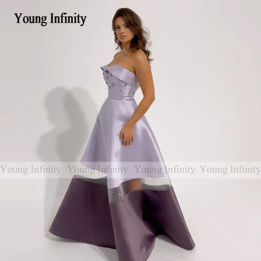 Two Color Prom dress 2024 Matte Satin A Line Long Evening Dress For Woman Sweetheart Beading Backless Saudi Arabia Style