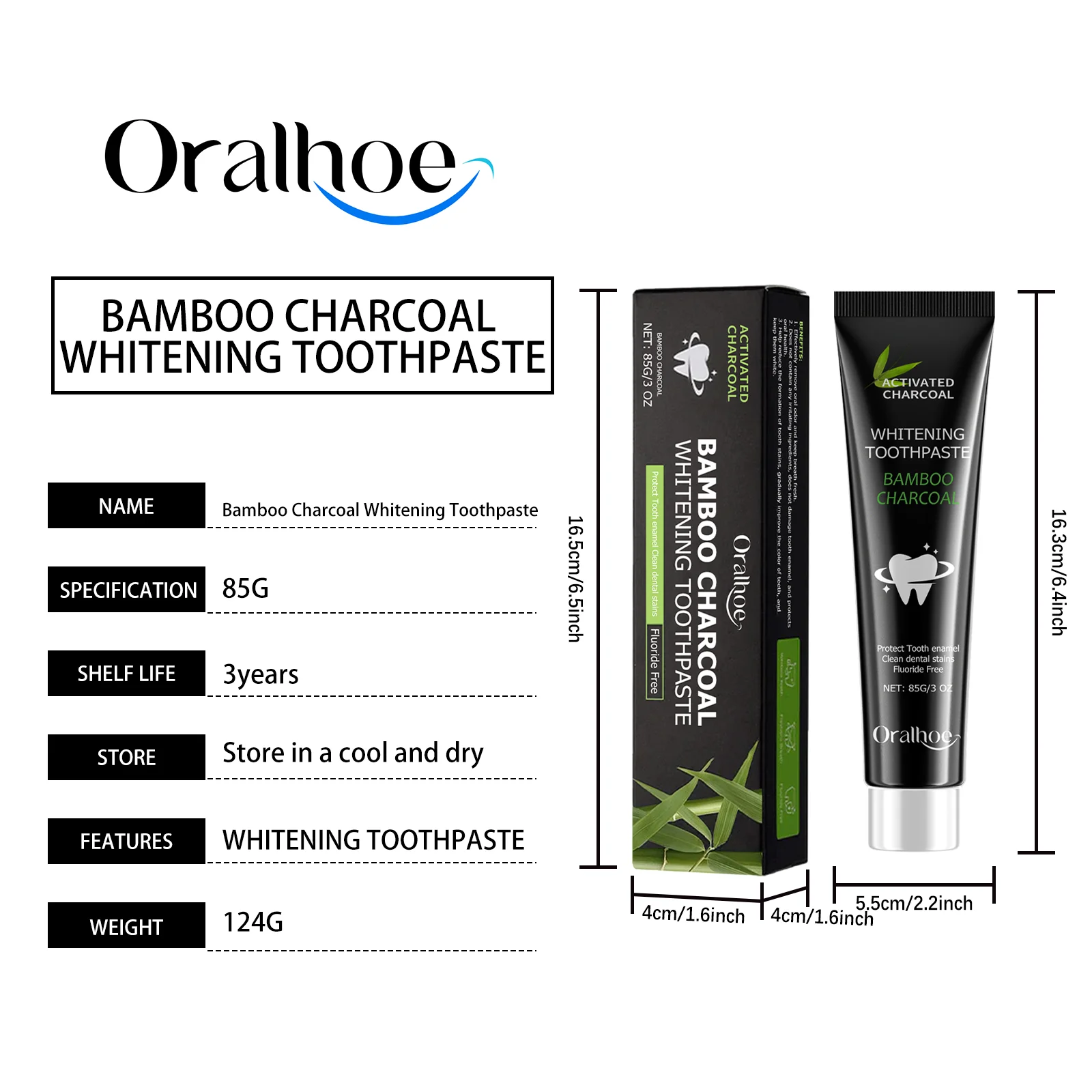 Bamboo Charcoal Toothpaste | Deep Cleansing, Stain Removal & Fresh Breath – 85g