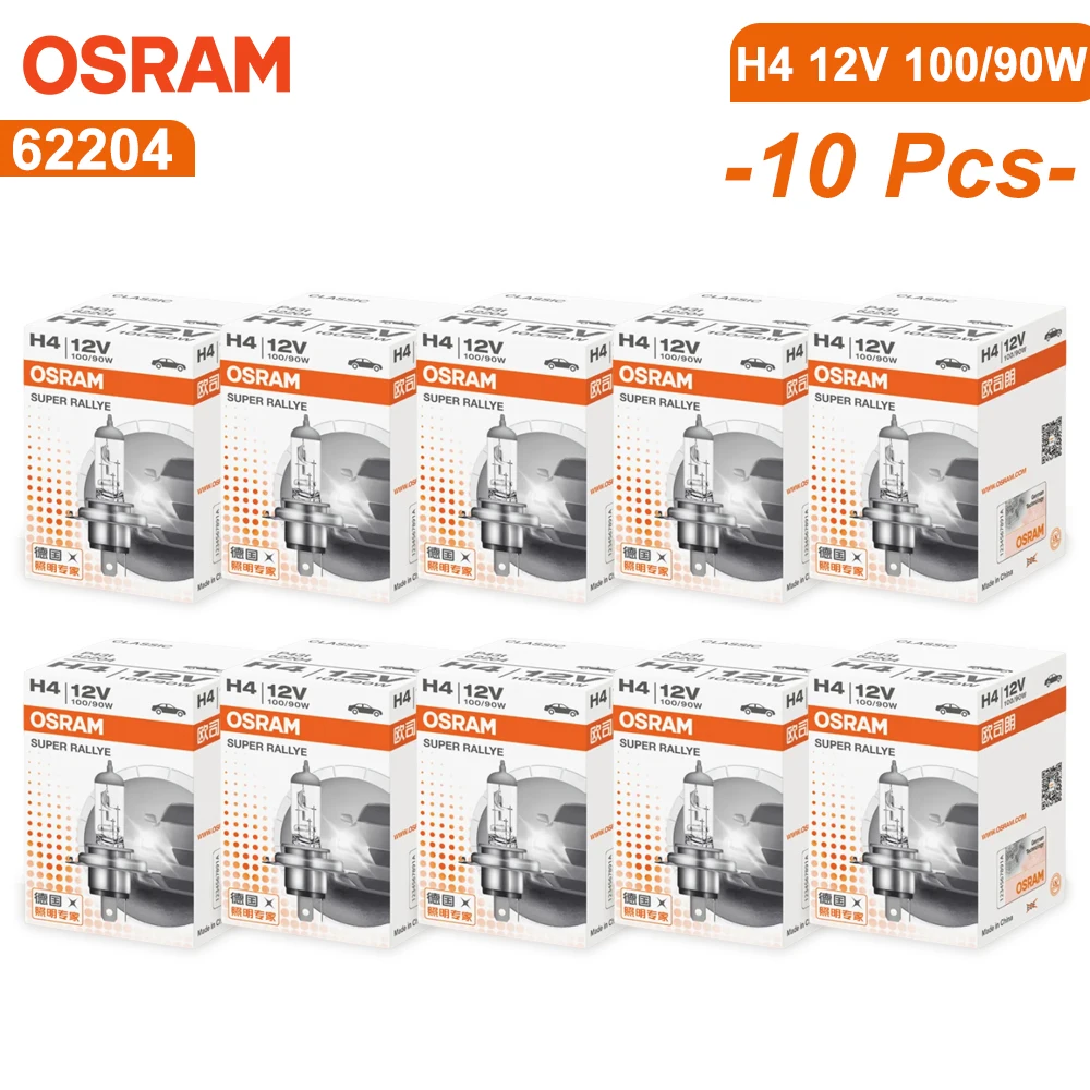 OSRAM H4 9003 HB2 12V 100/90W 62204 P43t Super Rallye Off Road 3200K Car Halogen Headlight Auto Bulb Original Lamp