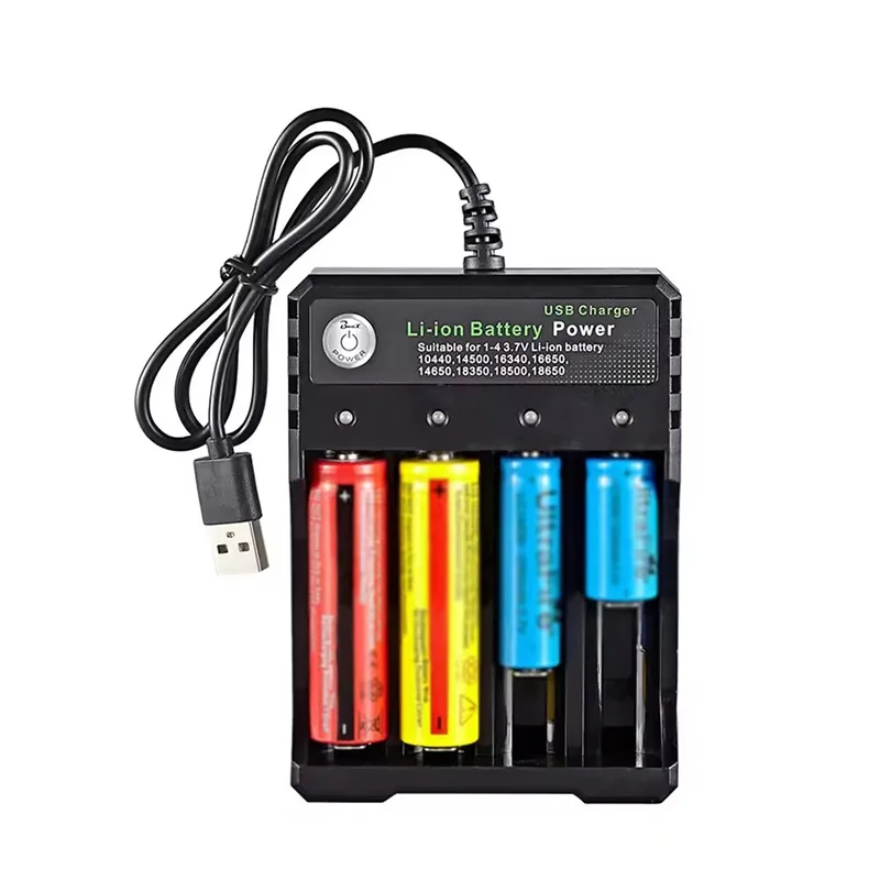 4.2V USB Battery Charger For 18490 18350 17670 17500 16340 14650 Portable Rechargeable Lithium Cell Charging Slot Cell Holder