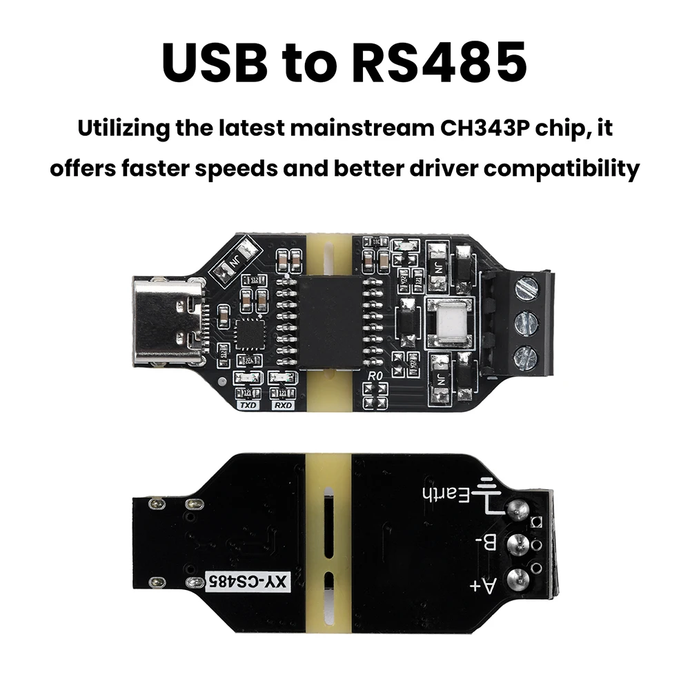 USB to RS485 Isolated Converter CH343P Serial Port Module 6Mbps High-Speed Communication Auto Flow Control Anti-Resistant Type-C