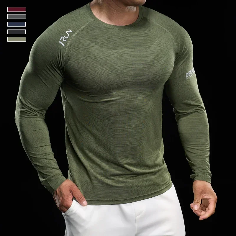 Herren-Lauf-T-Shirt, Jogging-Trainingsanzug, Sportshirt, Kompressionsshirt mit langen Ärmeln, Sport-T-Shirts, Fitness-Muskelshirts, Herrenbekleidung