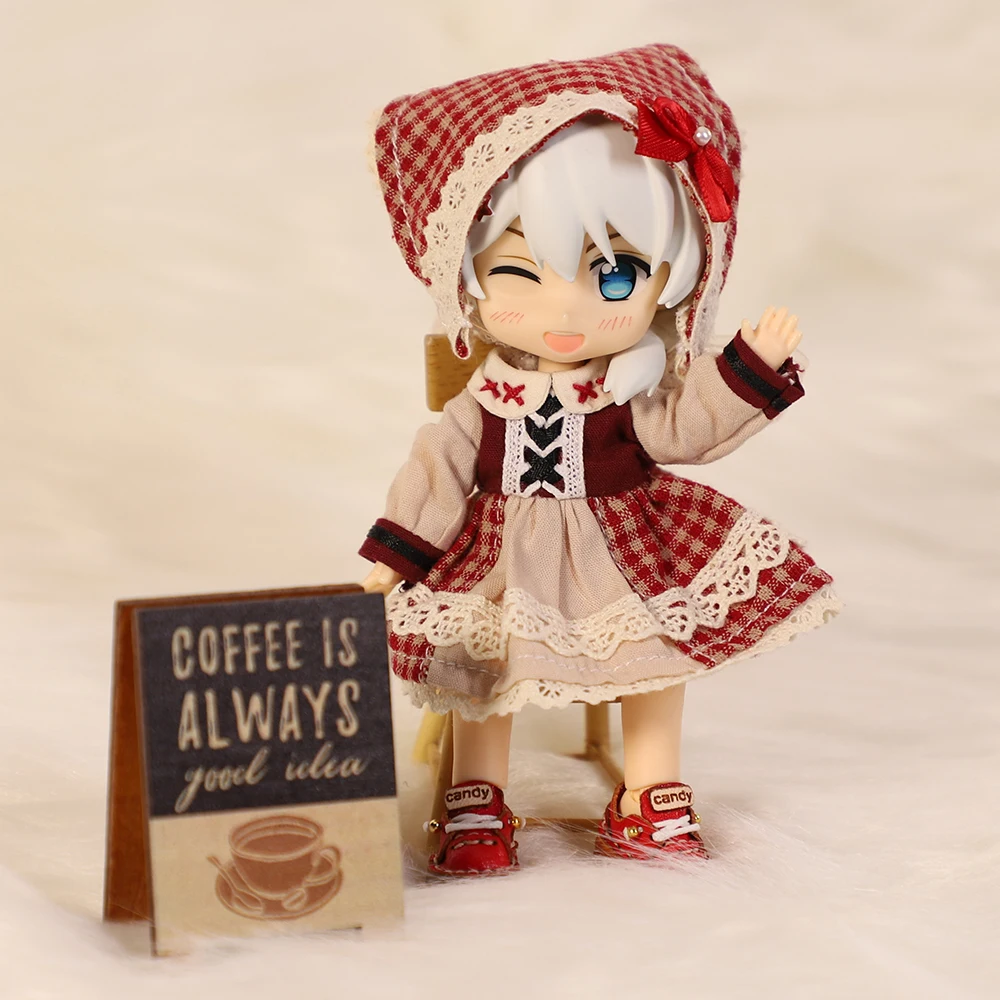 Ob11 lalka mały czerwony kapturek dziewczyna zestaw sukienek lalka pokojówka sukienka dla lalek Ob11, Molly, Gsc, 1/12 Bjd, Body9, Ymy, Ddf