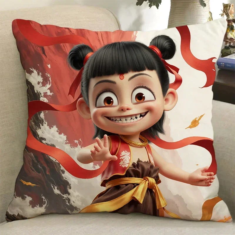 Cartoon anime "Nezha" home bedroom sofa car decoration pillow cushion personalized gift printing children's gift.