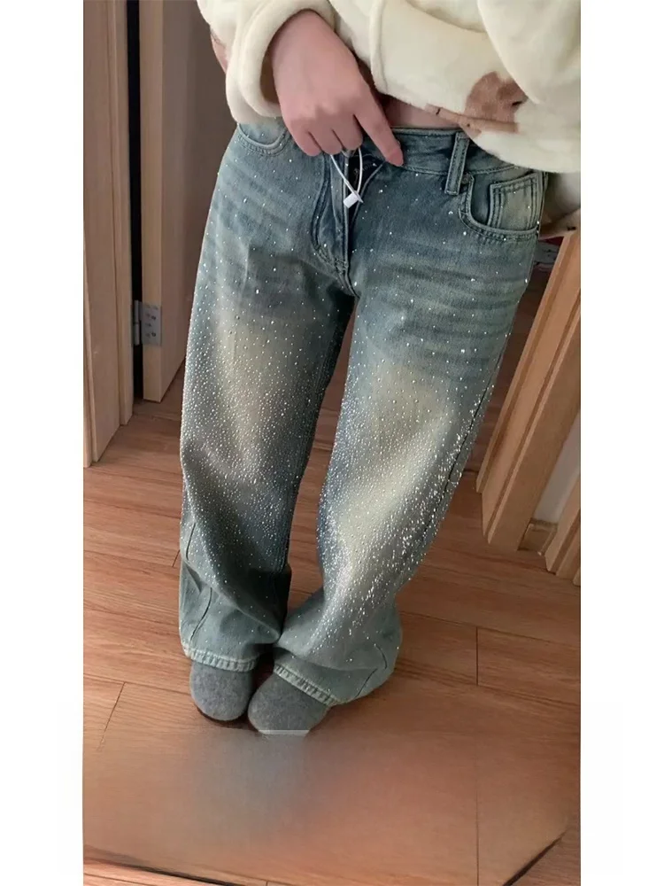 

Блестящие ромбовидные джинсовые брюки большого размера в стиле ретро, женские осенне-зимние новые брюки небольшого размера, сексуальные утягивающие напольные брюки...