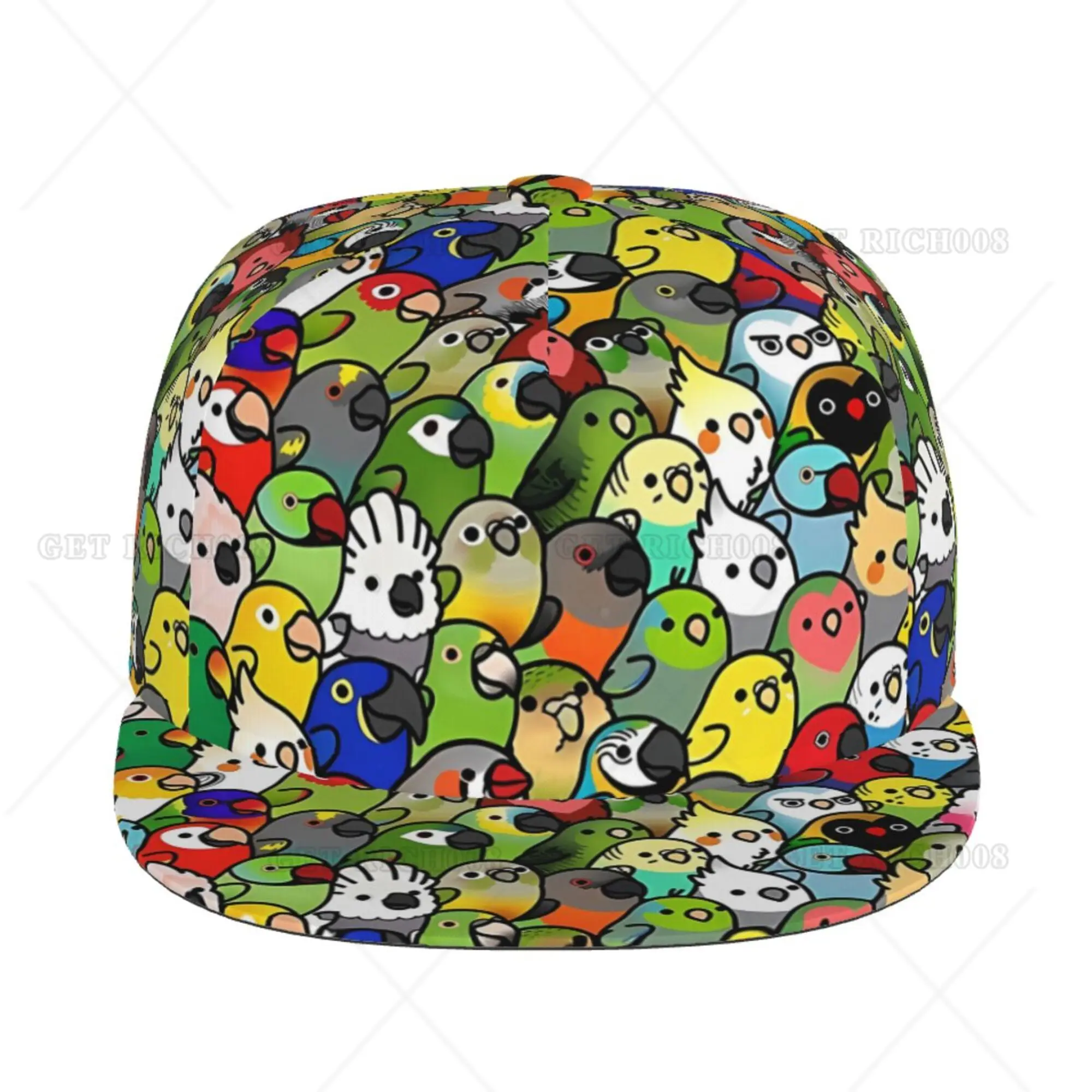 Cute Chubby Parrot Baseball Cap Hat Hip Hop Flat Brim Sun Visor Unisex Adult  Adjustable Print One Size Travel Caps for Men